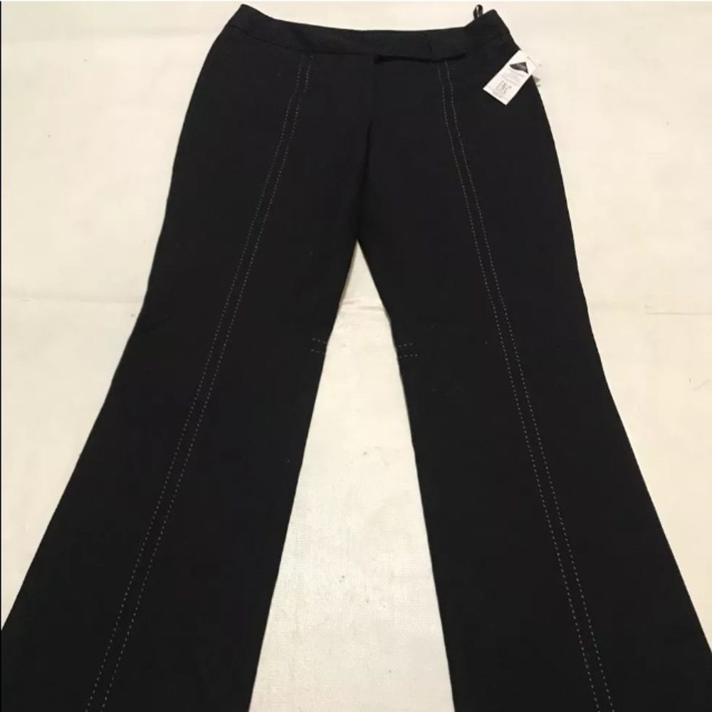 INC black with brown stitching stretch pants